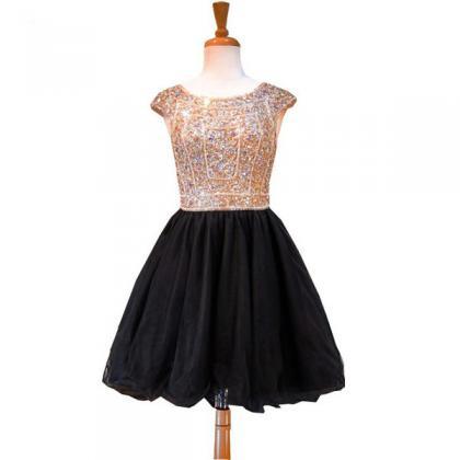 Sparkly Tulle A-line Scalloped Neckline Sleeveless..