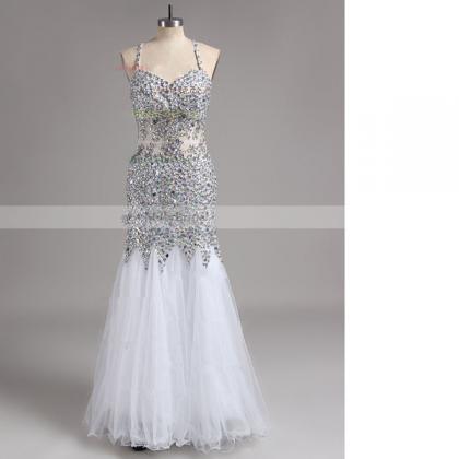 Exclusive V-neck Backless Floor-length Tulle..