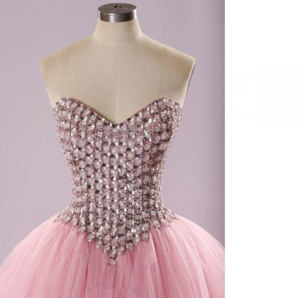 Classy Pink Ball Gown Sweetheart Tulle..