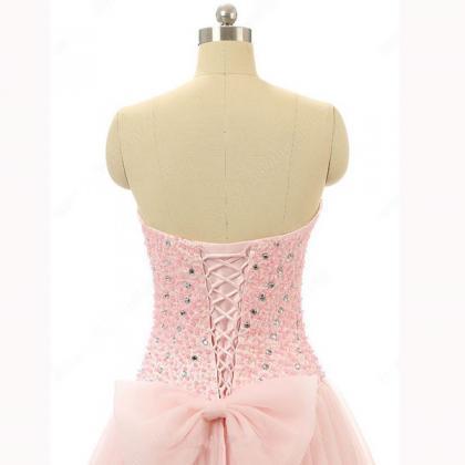 Ball Gown Pink Tulle Beading Strapless Sequins..