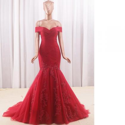 Trumpet/mermaid Off-the-shoulder Tulle Court Train..