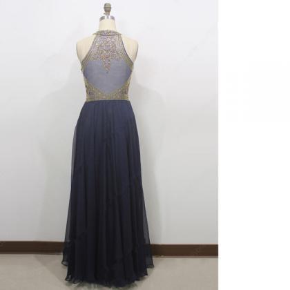 A-line Scoop Neck Chiffon Tulle Floor-length..