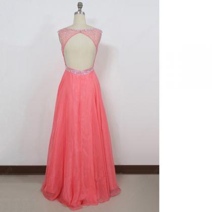 A-line Scoop Neck Tulle Chiffon Floor-length..