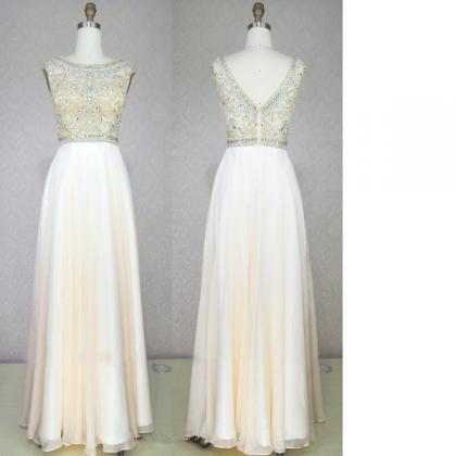 A-line Scoop Neck Chiffon Tulle Floor-length..