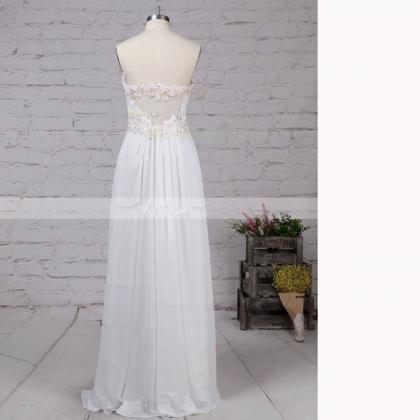 A-line Sweetheart Chiffon Ankle-length Appliques..