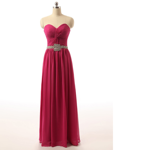 Pink Sweetheart Chiffon Floor-length Sashes/ribbons Criss Cross Lace-up Long Prom Dresses