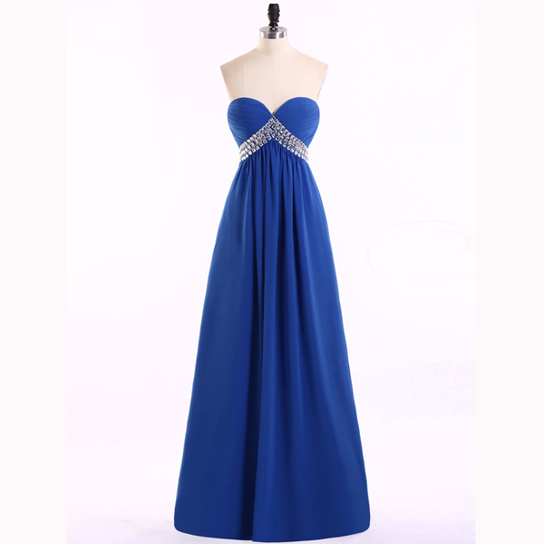 empire sweetheart floor length chiffon dress