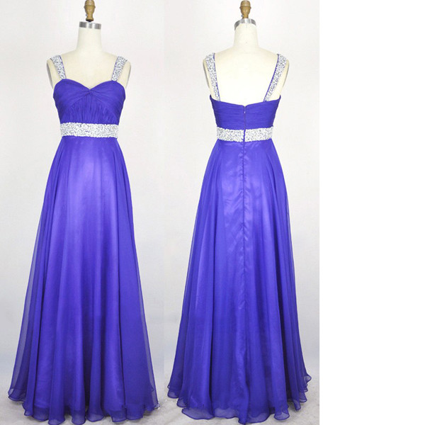 A-line Sweetheart Chiffon Floor-length Crystal Detailing Criss Cross Purple Elegant Long Prom Dresses